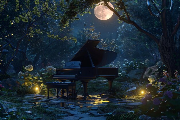 Un piano iluminado por la luna